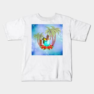 Little mermaid in a glass, tropical design Kids T-Shirt
